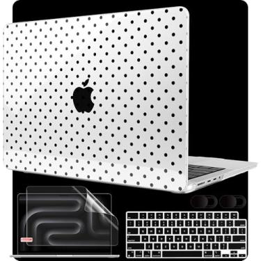 Imagem de MEEgoodo Capa para MacBook Pro de 14 polegadas (M5/M4/M3/M2/M1) 2025 2024 2023 2021, compatível com modelos A3434/A3112/A3401/A3185/A2918/A2992/A2779/A2442 Pro/Max, Poka Dot Preto
