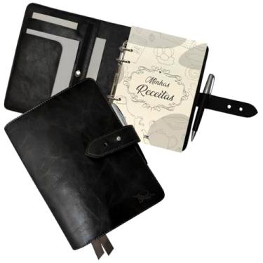 Imagem de Agenda Minhas Receitas Couro 335-R Personalizada Raffai Couros (Preto)
