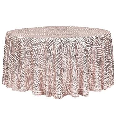 Imagem de Toalha de mesa de lantejoulas geométrica Glitz - 292 cm | Blush/Rose Gold | Redondo | 1 peça