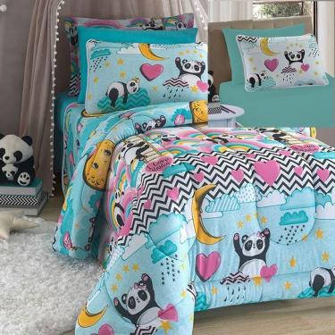 Imagem de Kit Coordenado Edredom Com Lençol Solteiro Mymo - Panda - 100% Algodão