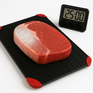 Imagem de Placa Tábua Magica para Descongelar Bifes Rápido Carne Frango Churrasco Alimentos Utensílio Cozinha Casa Superfície Antiaderente Congelados Sem Aquecimentos Base Antiderrapante Pratico Sem Energia