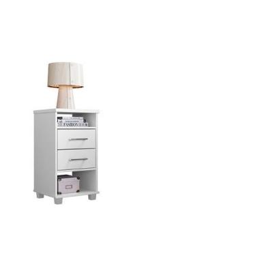 Imagem de Mesa de Cabeceira Valente 02 Gavetas Branco - Rud Rack