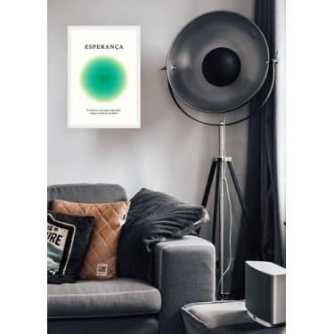 Imagem de Quadro Esperança Energia de Fé com Vidro e Moldura Branca Tamanho:21cm