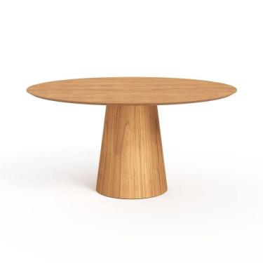 Imagem de Mesa De Jantar Redonda 160cm Scandi 8 Lugares Lamina Natural De Madeira