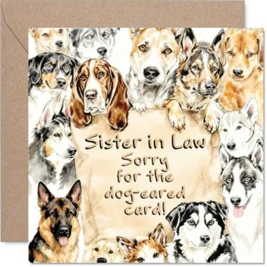 Imagem de Stuff4 Cartão de aniversário Sister in Law - Orelha de cachorro - Cartão de feliz aniversário para cunhada do irmão irmão, cartões comemorativos estilo aquarela 14 cm design animal de estimação