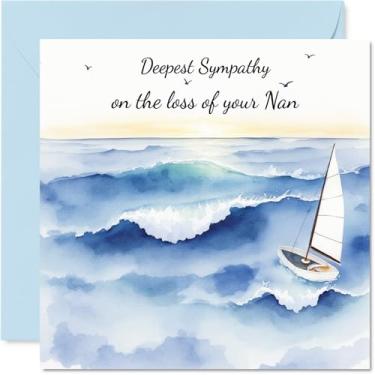 Imagem de Stuff4 Cartão de simpatia Loss of Nan - Vela ao pôr do sol - Cartões de luto de luto para adultos, cartões de felicitações de 14 cm de condolências pensando em você