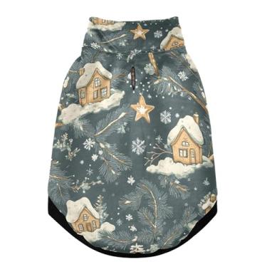 Imagem de SEHANY Casaco de Natal de gengibre para cães pequenos, super quente, à prova de vento, jaqueta de inverno, macia, aconchegante para animais de estimação, moletom para clima frio na neve com furo na