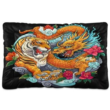 Imagem de SEHANY Cama de dragão vintage para cães e gatos com fundo antiderrapante, caixa de canil, colchão macio para animais de estimação, lavável para cães pequenos, médios e grandes, gatos, 91 x 61 cm