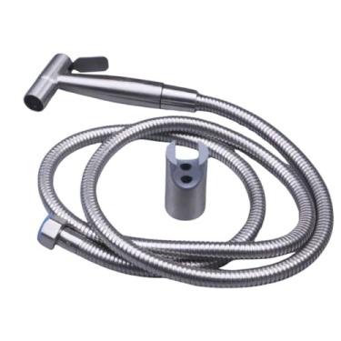 Imagem de Ducha Higiênica Aço Inox Prata Premium Luxo Banheiro Lavabo Mangueira 1,50m Acabamento Moderno Alta Durabilidade Conforto