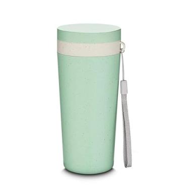 Imagem de Copo Ecológico de Fibra de Trigo 300ml com Parede Dupla e Alça Verde