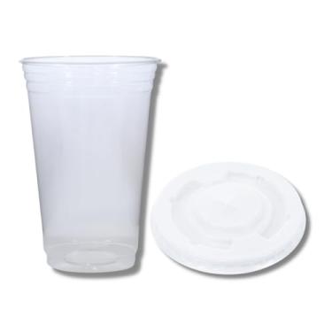 Imagem de Kit Copo Liso Kopus 330ml + Tampa com Furo Cód 054 para Milk Shake