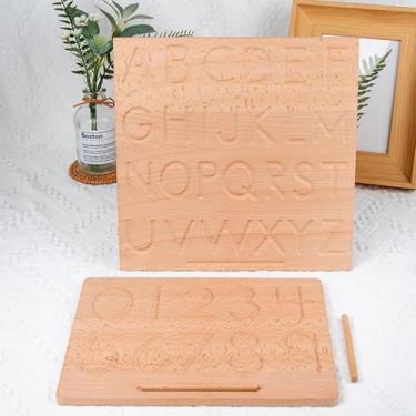 Imagem de GOWENIC Prancheta de Desenho Educacional de Madeira para Prática de Escrita, Ferramenta de Desenvolvimento de Habilidades Sensoriais para Crianças (Quadro de escrita cega digital Groove)