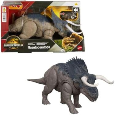 Imagem de Dinossauros de brinquedo, figuras realistas, repteis antigos, rugido selvagem,impressionante.