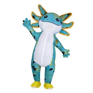 Imagem de Fantasia infantil inflável de axolote – fantasias engraçadas de Halloween para meninas e meninos, roupa de corpo inteiro para festa e cosplay, Azul e verde, L/XL