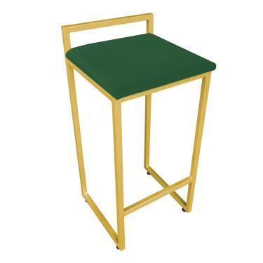 Imagem de BANQUETA PIETRA SUEDE VERDE BASE DOURADO