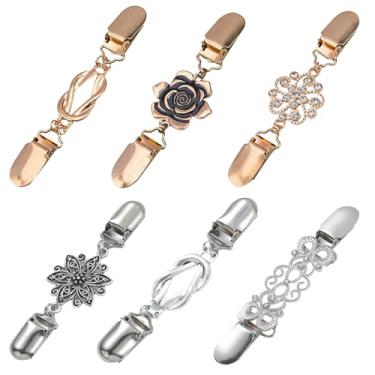 Imagem de 6 peças de clipe vintage de aperto, clipes de vestido para costas, clipes de suéter para cardigans, para diferentes roupas femininas e clipe de aperto de xaile