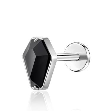 Imagem de G23 Brincos de titânio com costas planas 18 g 16 g F136 grau implante titânio labrets ajuste de pressão sem rosca push in delicada cartilagem hélice concha lóbulo lábio tragus piercing joia, Small