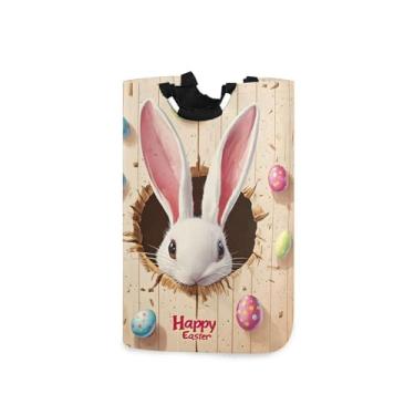 Imagem de xigua Cesto de roupa suja grande de orelhas de coelho da Páscoa com alça, cesto de roupas dobrável para organização de brinquedos e roupas no quarto, banheiro e lavanderia