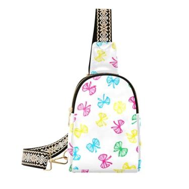 Imagem de CEBUGI Pochete de couro com laços coloridos para mulheres, bolsa tiracolo para trilhas, viagens ao ar livre