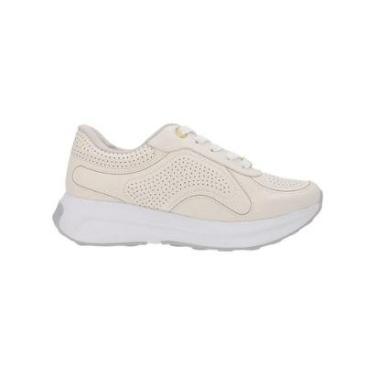 Imagem de Tênis Feminino Usaflex Couro Casual Sola Alta Creme-Feminino