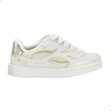 Imagem de Tênis Infantil Casual Molekinha 2574.120 Branco Off/Dourado