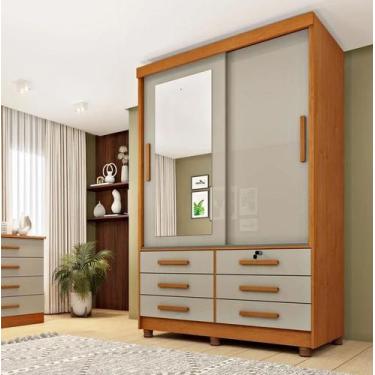 Imagem de Guarda Roupa Chicago 2 Portas Com Espelho e Pés Móveis Tcil - Tcil Móv