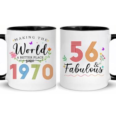 Imagem de Choinn 1970 Presentes de aniversário de 56 anos para mulheres e homens, 56 anos, presente de aniversário, caneca de café para mãe, pai, avó, vovô, ideias de presentes de aniversário de 56 anos, Dia