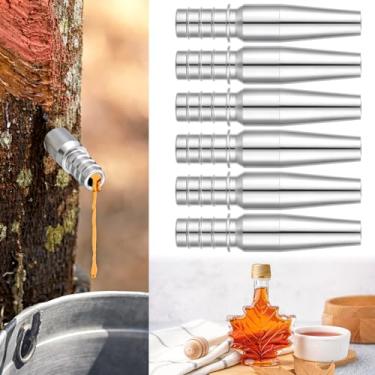 Imagem de Tandefio 6 peças de kit de batida de xarope de bordo de aço inoxidável 304 bico de torneira de árvore de bordo para tomar derrames de bétula e seiva de bordo para batendo árvores fazendo xarope de