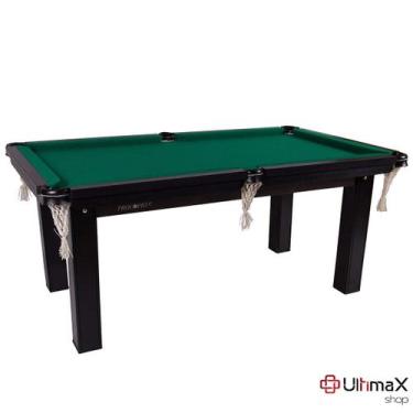 Imagem de Mesa Sinuca 1,87 x 1,08 Tecido VERDE Procopio tampo MDF + acessórios -