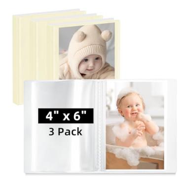 Imagem de Vienrose Álbum De Fotos Pequeno, Pacote Com 3, 4 X 6, Cada Foto Comporta 52 Fotos, Mini Capa Personalizável, Álbuns Bebê Tipo Cartão Postal (Bege)