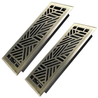 Imagem de Howeall Pacote com 2 registros de piso 10 x 25 cm, grades de piso caminháveis de aço resistente, aberturas de ventilação de alavanca de suprimento de ar de fácil ajuste, capas de ventilação de design