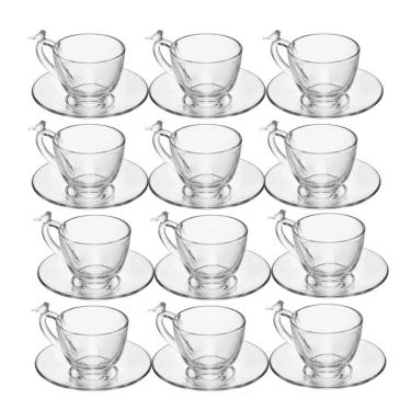 Imagem de Jogo 12 Xícara De Café De Cristal Ecológico Com Pires Bird 80ml Wolff