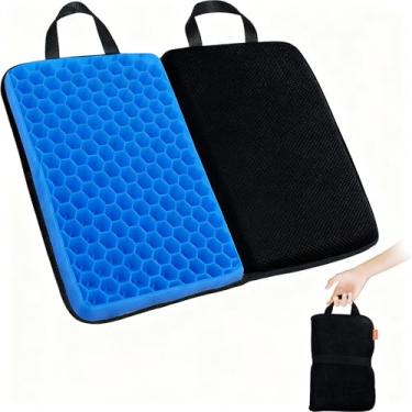 Imagem de SJC Almofada de assento de viagem para conforto dobrável almofada de assento de avião para linha aérea, caminhão, estádio, escritório, cadeira de rodas (preto)