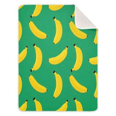 Imagem de Qilmy Cobertor de bebê com estampa de banana 76 x 101 cm, cobertor infantil de algodão macio para meninos e meninas, cobertor leve e quente para bebês e bebês recém-nascidos