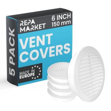 Imagem de Repa Market Capa de saída de ar redonda branca de 15 cm (abertura) – Pacote com 5 – Grelha de plástico – Ventilação macia com tela de malha – dutos HVAC, teto, ventilação de parede, ventilação do