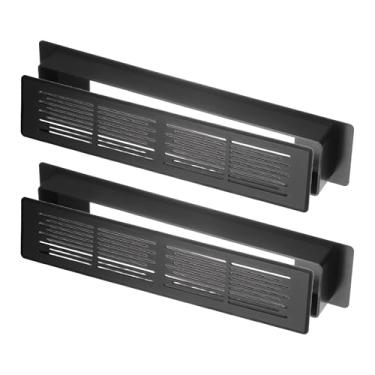Imagem de PATIKIL Tampa de saída de ar de 7,2 x 1,5 polegadas, 2 peças de plástico resistente grade de ventilação de dois lados ventilação porta de ventilação para armário porta guarda-roupa piso de teto, preto