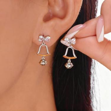 Imagem de Brincos longos de zircônia cúbica com pérolas douradas, brincos de strass, argola pendurada para mulheres, presentes modernos e modernos, Medium, Latão, Sem pedra preciosa