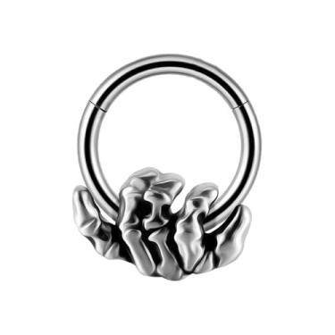 Imagem de Niaspi Anel de septo de caveira de aço inoxidável 16G vintage punk estilo Halloween 8 mm argola narina brincos cartilagem piercing joias para mulheres e homens, 16g, Aço inoxidável, Sem Pedra Preciosa