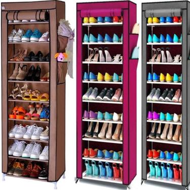 Imagem de Sapateira Armario Organizador 9 Prateleiras Grande 160cm Estante Guarda Roupa Armario Portatil Com Ziper