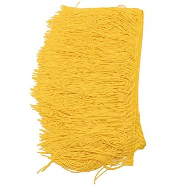 Imagem de Siwoted saia de mesa longa macia e colorida, encantadora, franjas, borla, panos de mesa para decoração de festa em casa, artesanato faça você mesmo (Amarela)