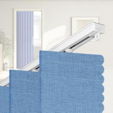 Imagem de Jilron Cortina de porta sanfonada, instalação adesiva 100% cortinas de entrada blackout, adequada para quarto, armário, divisória de quarto, azul 139,7 cm L × 78" C, 1 peça