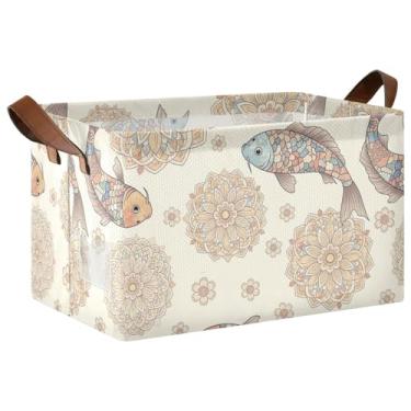 Imagem de Cestas de armazenamento decorativas grandes com alças, organizador de suéter boho de 43 x 29 x 25 cm para armário, pacote com 2