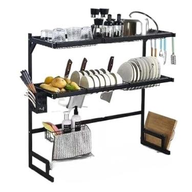 Imagem de Dupla camada Escorredor De Louças Organizador Aço Inoxidável Com Porta Copos e Porta Talher Para Pia(85cm Dupla camada)