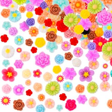 Imagem de Incinkod 50 peças de berloques de geleca de flores de resina flatback cabochão margarida enfeite para decoração de capa de telefone com clipe de cabelo faça você mesmo