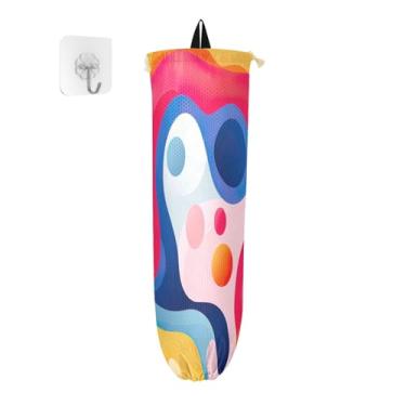 Imagem de Papel de parede colorido abstrato suporte de saco de compras, suportes de saco de plástico, armazenamento de saco plástico de cozinha