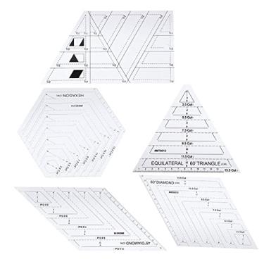 Imagem de YOUTHINK Régua de Acolchoamento para Corte de Tecido Conjunto de Régua para Acolchoamento de Corte de Tecido, de Retalhos de Acrílico, 5 Peças Inclui Triangular de 45 Graus e 60 Graus para Costura e Artesanato