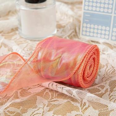 Imagem de Fita de organza com cauda de peixe iridescente de 6 cm de largura para embrulho de presente de casamento, buquê floral, faça você mesmo, laços de cabelo decorativos