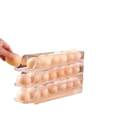 Imagem de Porta Ovos Deslizante Organizador Para Geladeira De 4 Camadas Automática Rolantes (1 PEÇA 3 ANDARES)