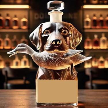 Imagem de Garrafa de uísque para cães e patos de 290 ml, garrafa de vinho feita à mão, garrafa de vinho, licor, à prova de vazamento, presente para amantes de animais de estimação e uísque, decoração artística