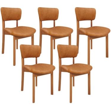 Imagem de Kit 05 Cadeiras Para Sala de Jantar Cozinha Living Estofada Dara L02 Couríssimo Canela - Lyam Decor